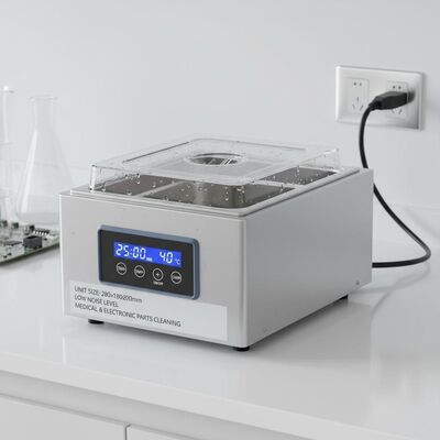 Tamanho da unidade 280x180x200mm Limpeza ultra-sônica de mesa Equipamento de baixo nível de ruído para limpeza de peças médicas e eletrônicas
