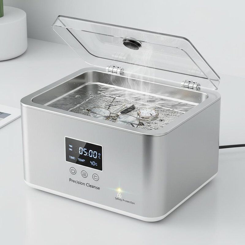 Limpeza ultra-sônica de mesa com proteção de segurança e tanque de aço inoxidável que fornece limpeza para equipamentos de precisão